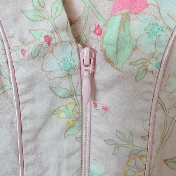 Miss Elaine Cotton Nightgown House Coat 3/4 Sleeve Floral Zip Medium Comfort - Picture 4 of 13